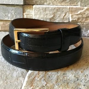 Tulliani Black Embossed Italian Calfskin Belt